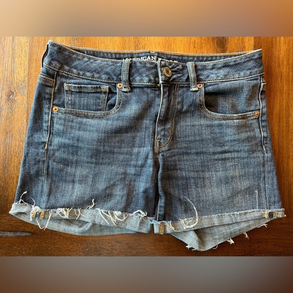American Eagle Midi Blue Denim Women Shorts- size 8
